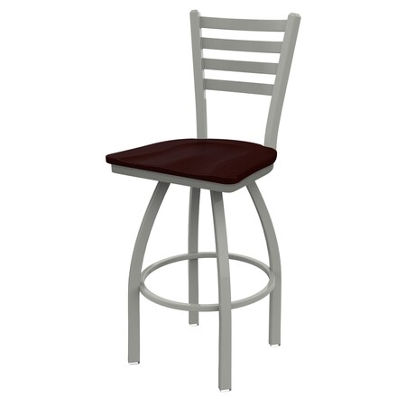 Holland Bar Stool Co 30" Swivel Bar Stool, Nickel Finish, Dark Cherry Oak Seat 41030ANDCOak